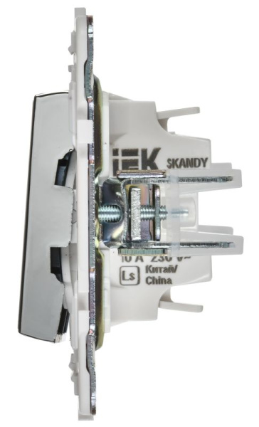 Выключатель 2-кл. SKANDY 10А SK-V09N с индикацией никель IEK SK-V20-1-10-K50