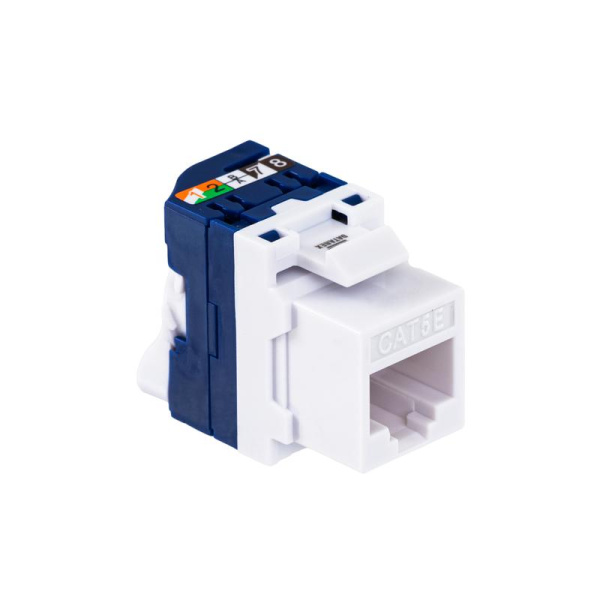 Модуль Keystone 1хRJ45 кат.5E UTP T568A/B без инструмента бел. Datarex DR-510020