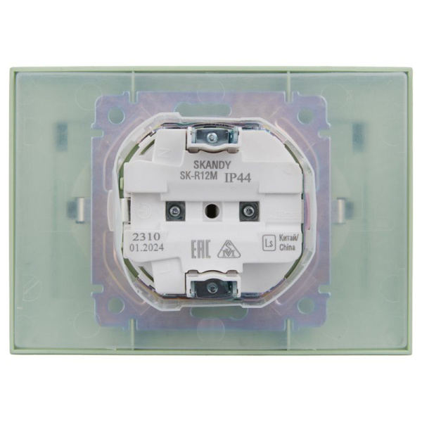 Розетка 2-м SKANDY 16А IP44 с крышкой в сборе SK-R12G мятный IEK SK-R26-16-44-K06-F