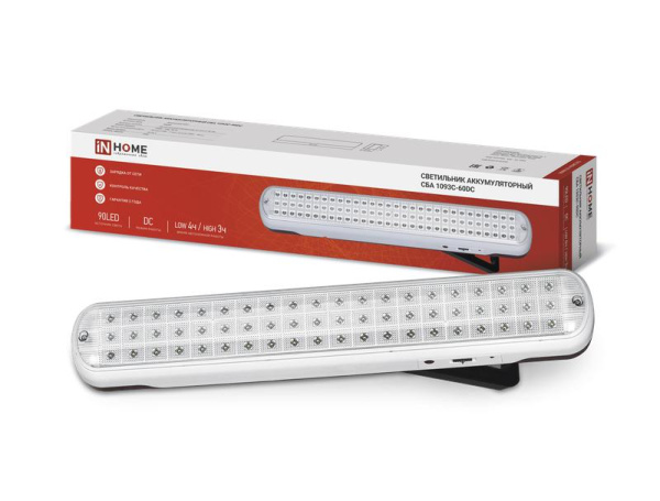 Светильник светодиодный СБА 1093С-90DC 90LED Li-ion DC аварийный IN HOME 4690612032078