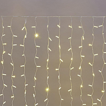 Гирлянда светодиодная "Светодиодный Дождь" 2х1.5м 300LED тепл. бел. 23Вт 230В IP65 постоян. свечение провод бел. (нужен шнур питания 303-500-1) Neon-Night 235-116