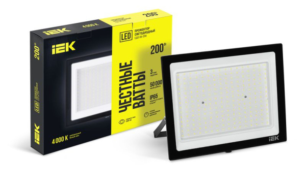 Прожектор светодиодный СДО 06-200 IP65 4000К черн. IEK LPDO601-200-40-K02