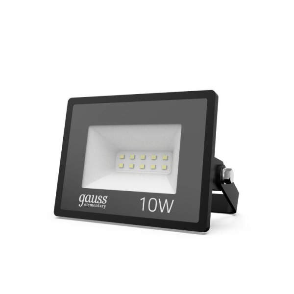 Прожектор светодиодный Elementary 10Вт 4000К IP65 895лм 200-240В ДО черн. GAUSS 613100210