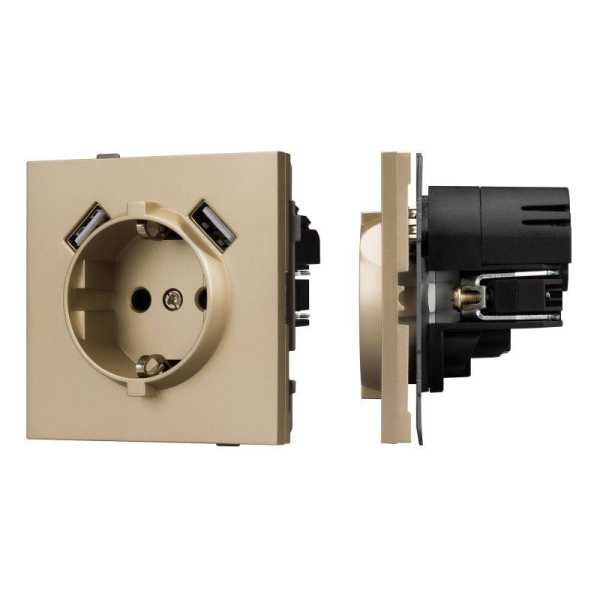 Розетка 1-м СП SCT-TENDO-MUAA-SFPL-GD 16А IP20 230В с USB зарядкой механизм Arlight 054604