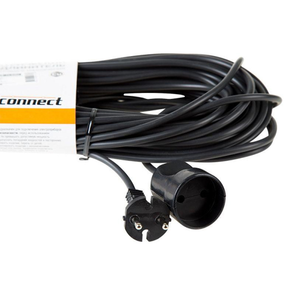Удлинитель-шнур 1х30м без заземл. 6А IP20 1.3кВт ПВС 2х0.75 черн. PROCONNECT 11-7116