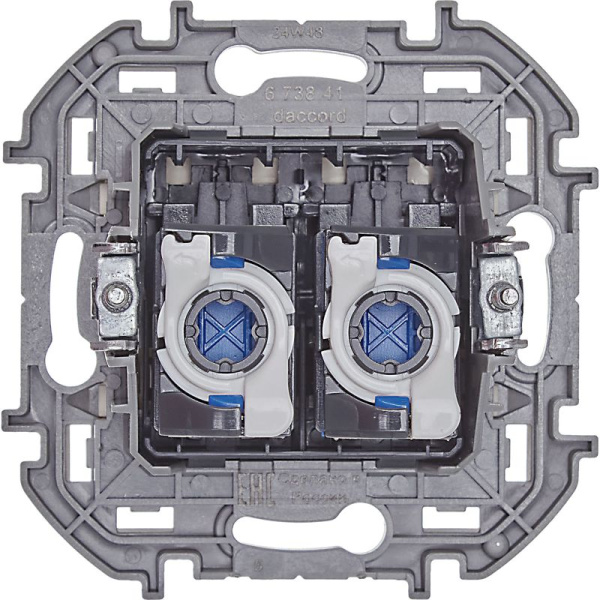 Розетка компьютерная 2-м СП Inspiria RJ45 кат.6 UTP IP20 механизм сл. кость IEK 673841
