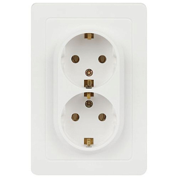 Розетка 2-м СП Style 7-205-01 16А 250В IP20 2х2P+E Schuko с заземл. бел. Intro Б0060621