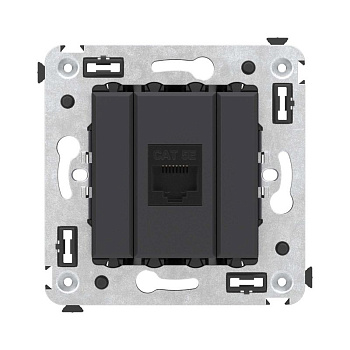 Розетка компьютерная 1-м СП Avanti "Черный матовый" RJ45 кат.5E без шторок механизм DKC 4412663