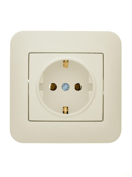 Розетка 1-м СП ASTI 16А IP20 с заземл. ПБТ крем. LEZARD 7081-0303-122B