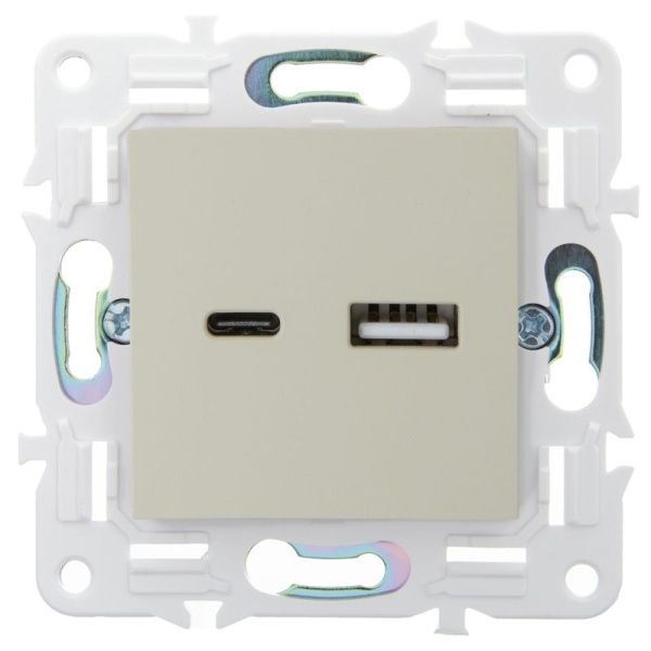 Розетка USB A+C 3.1А SKANDY SK-R14B беж. IEK SK-U22-D31-K10