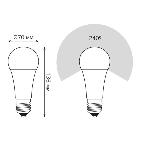 Лампа светодиодная Elementary 25Вт A70 грушевидная 4100К нейтр. бел. E27 2100лм GAUSS 73225