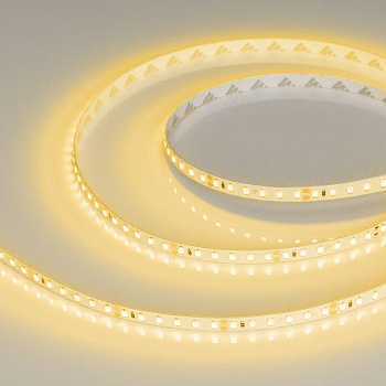 Лента светодиодная RT-A120-8mm 24V Yellow 9.6Вт/м IP20 2835 открыт. (уп.5м) Arlight 008780(2)