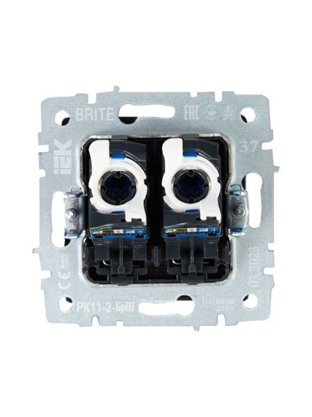 Розетка компьютерная двойн. СП RJ45 кат.6 BRITE РК11-2-БрШ механизм шампань IEK BR-K20-2-K37