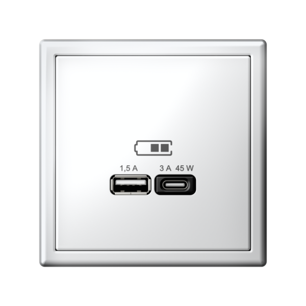 Розетка USB ArtGallery тип A+C 45Вт QC PD высокоскор. ЗУ механизм бел. SE GAL000129