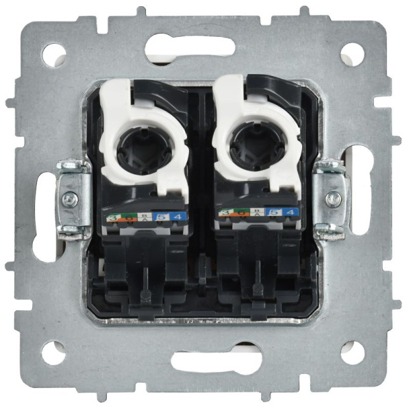 Розетка компьютерная 2-м СП BRITE РК10-2-БрАБ RJ45 кат.5E механизм арктич. бел. IEK BR-K20-1-K91