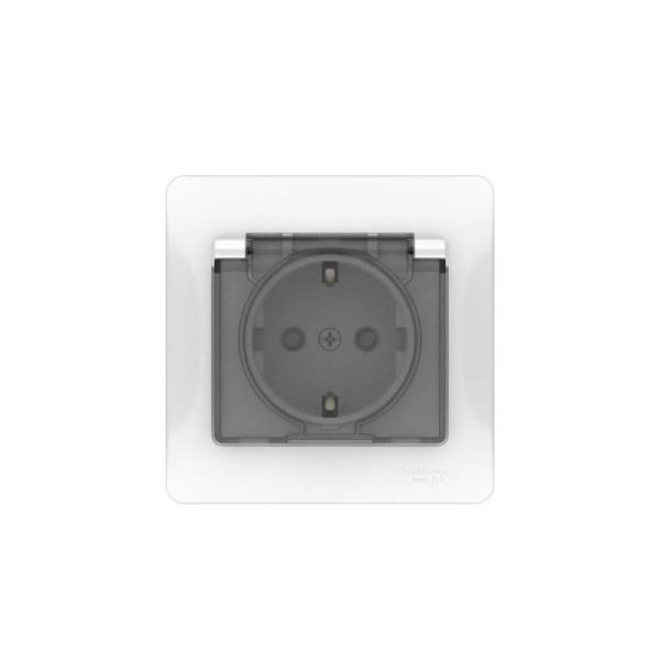 Розетка Glossa 16А IP44 с заземл. защ. шторки с крышкой быстрозажим. клем. в сборе бел. SE GSL000148S