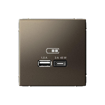 Розетка USB ArtGallery тип A+C 45Вт QC PD высокоскор. ЗУ механизм мокко SE GAL000629