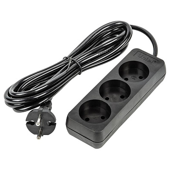 Удлинитель 3х3м без заземл. 10А Ultra S-CU3-3 BLACK черн. Uniel UL-00009983