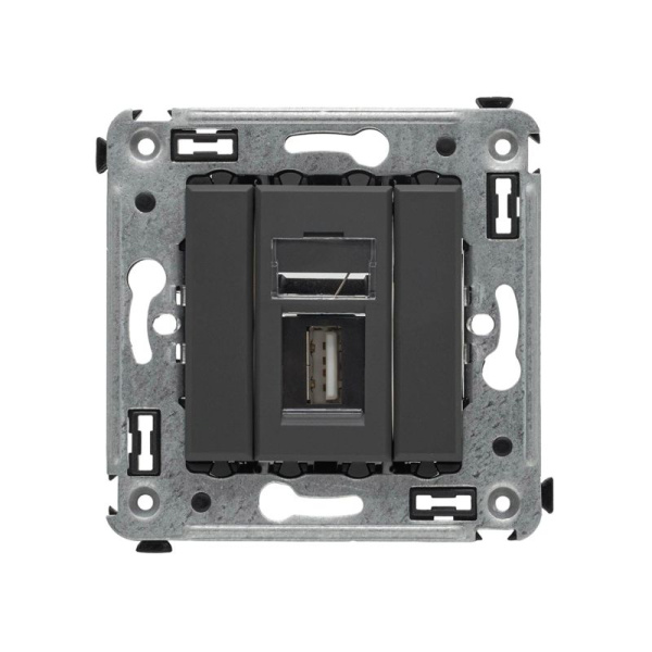Розетка USB 2.0 1-м СП Avanti "Черный матовый" тип А-А DKC 4412403
