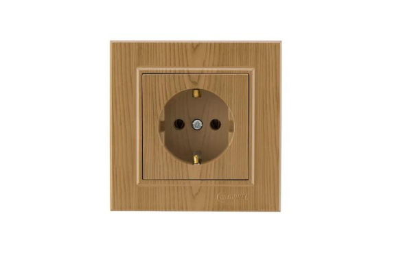 Розетка 1-м СП Karea 16А IP20 с/з дуб Makel 56101028
