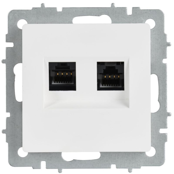 Розетка компьютерная 2-м СП BRITE РК10-2-БрАБ RJ45 кат.5E механизм арктич. бел. IEK BR-K20-1-K91