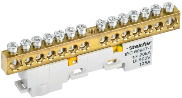 Шина PE "земля" неизол. на универс. держ. 8х12-14-Ж TEKFOR IEK TF-NN20-14-DL-K05