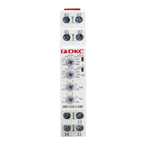 Реле контроля тока тип DRC 1.6-16А конфигурация контакта 1CO 24-240 AC/DC DKC DRC-C16-1-240