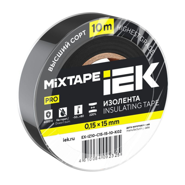 Изолента 0.15х15мм (рул.10м) черн. IEK EX-IZ10-C15-15-10-K02