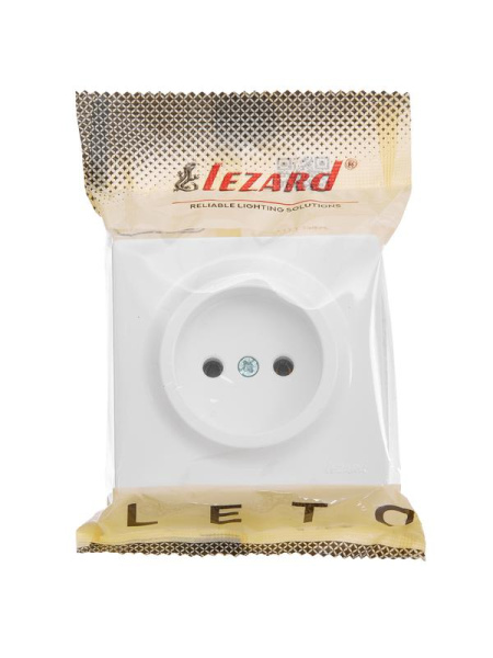 Розетка 1-м ОП LETO без заземл. ПБТ бел. LEZARD 752-0200-121B