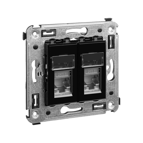 Розетка компьютерная 2-м СП Avanti "Черный квадрат" RJ45 кат.6 экранир. DKC 4402394