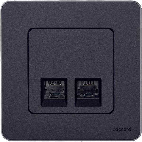 Розетка компьютерная 2-м Inspiria RJ45 кат.5E UTP антрацит IEK 673838