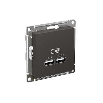 Розетка USB AtlasDesign тип A+A 5В/2.1А 2х5В/1.05А механизм базальт SE ATN001433
