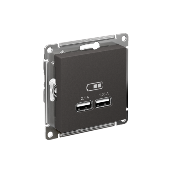Розетка USB AtlasDesign тип A+A 5В/2.1А 2х5В/1.05А механизм базальт SE ATN001433