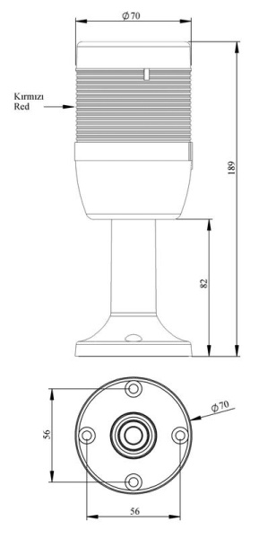 Колонна сигнальная 70мм 220В стробоскоп FLESH красн. EMAS IK71F220XM01