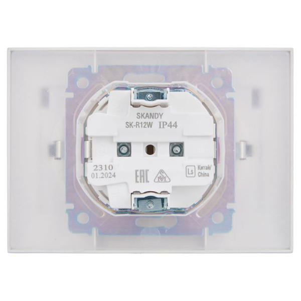 Розетка 2-м SKANDY 16А IP44 с крышкой в сборе SK-R12W арктич. бел. IEK SK-R26-16-44-K01-F