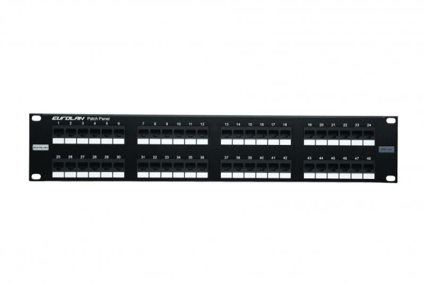 Патч-панель моноблочная 19дюйм 2U кат.5E UTP 48 портов черн. Eurolan 27B-U5-48BL