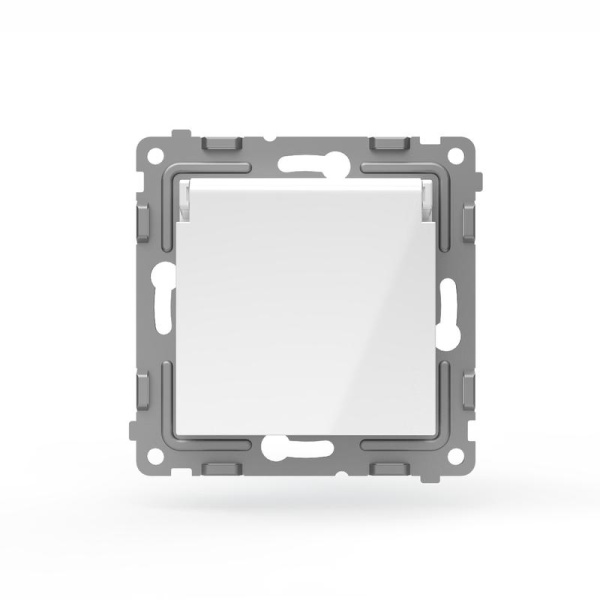 Розетка 1-м СП Pixel IP44 с заземл. защ. шторки с крышкой механизм бел. TOKOV ELECTRIC TKE-PX-R1ZSW1-C01-IP44