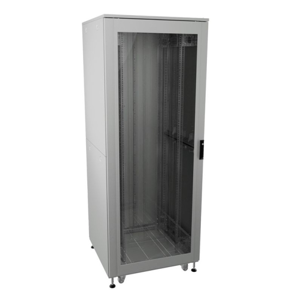 Шкаф напольный разобранный 19дюйм IT-CQE-N 24U 600х800мм крыша с вырубкой дверь стекло и сплошная металл одинарные боковые панели сер. RAL7035 DKC R5ITN24608FG1M1SG
