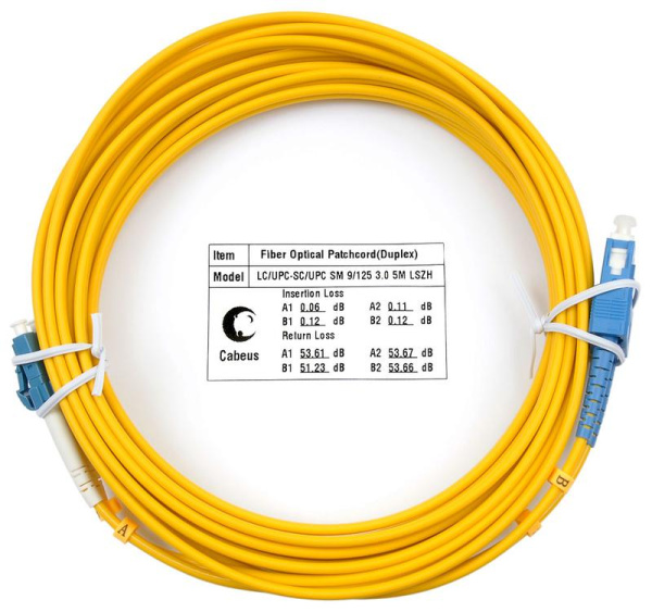 Шнур оптический FOP(d)-9-LC-SC-5м duplex LC-SC 9/125см 5м LSZH Cabeus 7355c