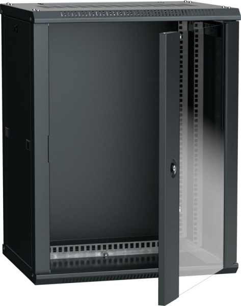 Шкаф 19дюйм LINEA W 15U 600х450мм настен. стекл. дверь RAL9005 ITK LWR5-15U64-GF