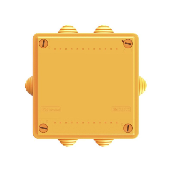 Коробка ответвительная FS 100х100х50мм IP55 5п 450В 20А 10кв.мм с кабельными вводами и клеммниками пластик. DKC FSB11510