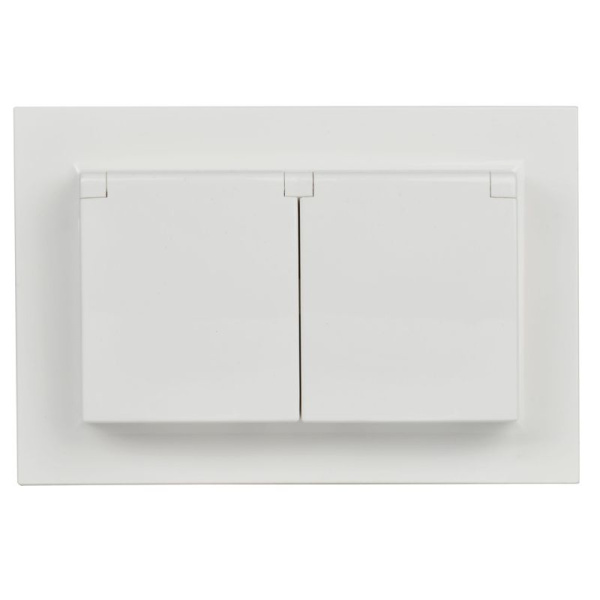 Розетка 2-м СП BRITE РСбш12-3-44-БрБ 16А в сборе IP44 с крышкой бел. IEK BR-R26-16-44-K01-F