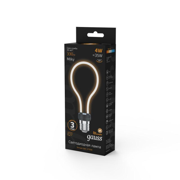 Лампа светодиодная филаментная Black Filament 4Вт контурная Artline A72 матовая 2700К тепл. бел. E27 330лм GAUSS 1004802104