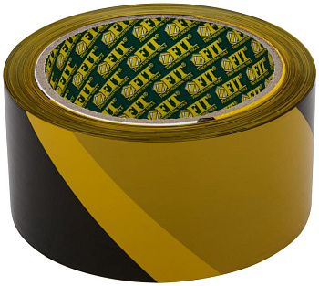 Лента сигнальная 50ммх100м черн.-желт. FIT 11855