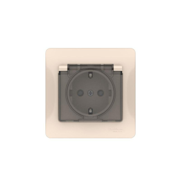 Розетка Glossa 16А IP44 с заземл. защ. шторки с крышкой быстрозажим. клем. в сборе беж. SE GSL000248S