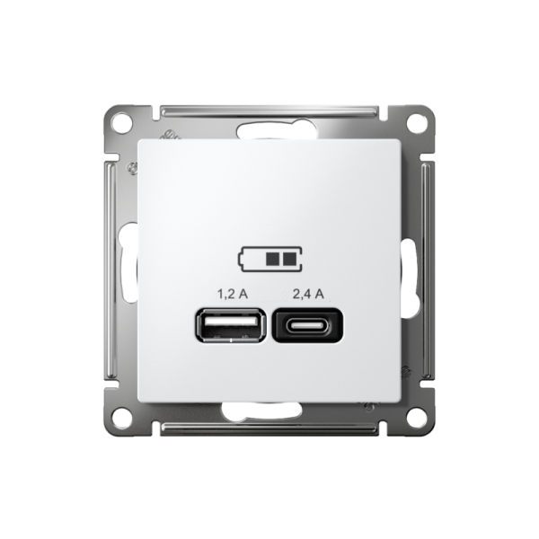 Розетка USB AtlasDesign тип A+C 5В/2.4А 2х5В/1.2А механизм лотос SE ATN001339