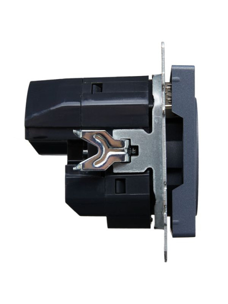 Розетка BRITE РЮш10-1-БрМ 16А с USB A+A 2.1А с заземл. защ. шторки механизм маренго IEK BR-R14-16-U21-D21-K35