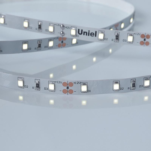 Лента светодиодная ULS-M11-2835-60LED/m-8mm-IP20-DC12V-4.8W/m-4M-6500K PROFI гибкая герметичная на самоклеящейся основе (уп.4м) Uniel UL-00007998