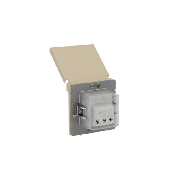 Розетка силовая KANT IP44 2P+E защ. шторки с крышкой ванильн. марципан DKC 7015013