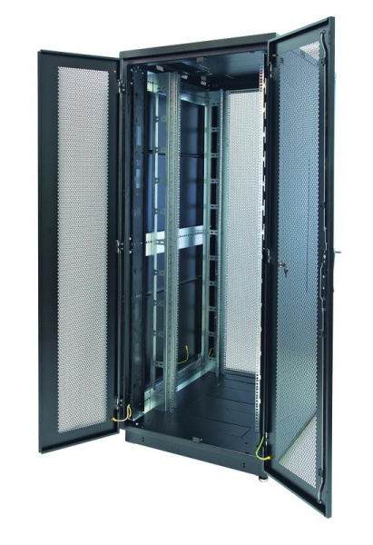 Шкаф Racknet S3000 42U 800х800 передн. дверь перфорир. двухстворчат.; задн. дверь перфорир. двухстворчат. черн. Eurolan 60F-42-88-35BL
